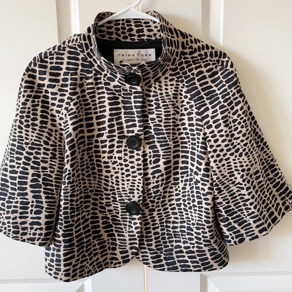 Trina Turk Animal Print Bolero Jacket Blazer size 4 - Picture 6 of 9